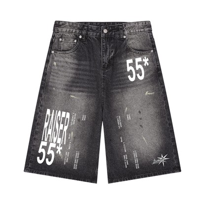 Men’s Vintage Wash Wide Leg Denim Shorts